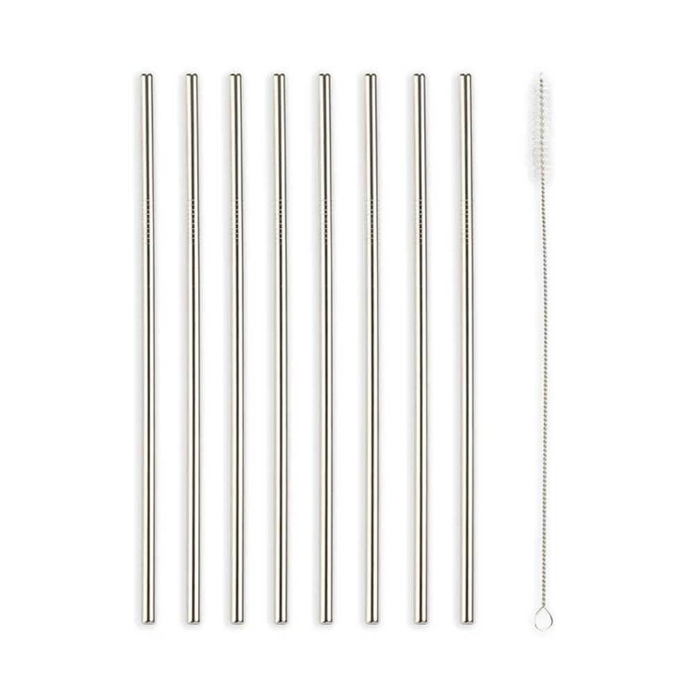 Kikkerland Set of 10 Stainless Steel Straws